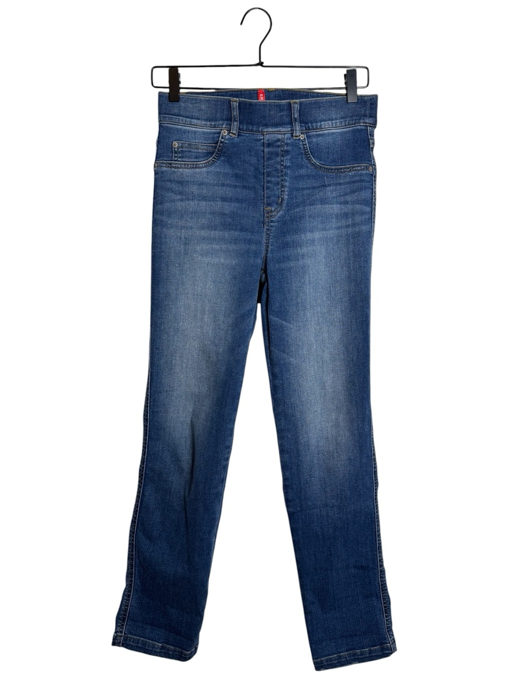 SPANX Mid-Rise Pull-On Slim Straight Leg Denim Jeans Medium Wash